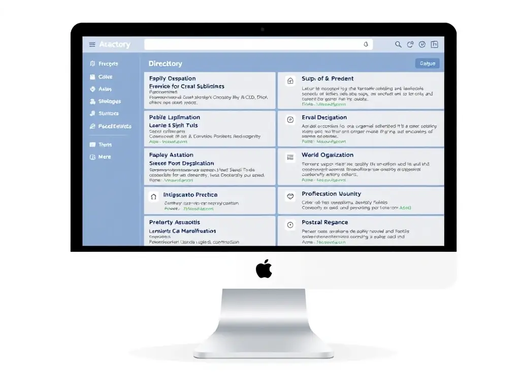 A visually organized directory interface showcasing various support organizations and professionals in the Azores, each with a brief description and contact information.